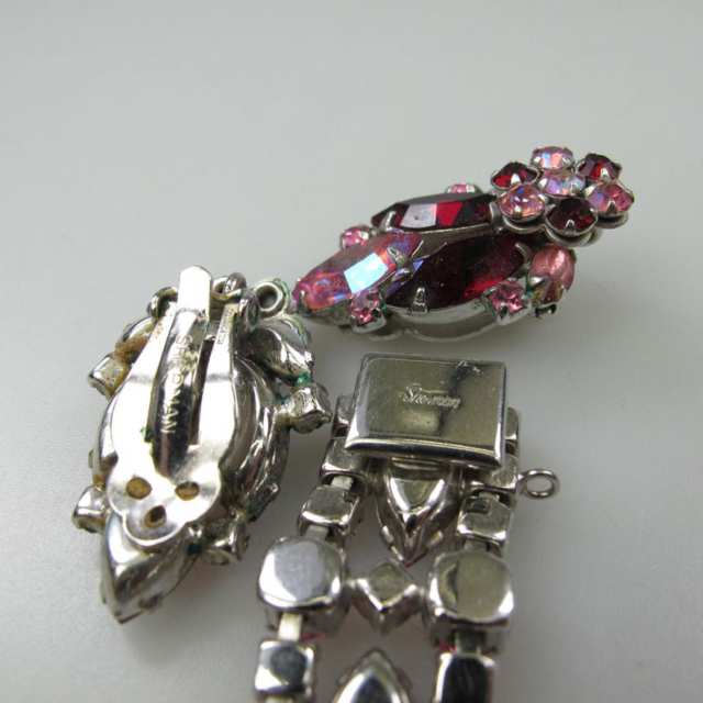 Sherman Silver Tone Metal Bracelet And Earrings