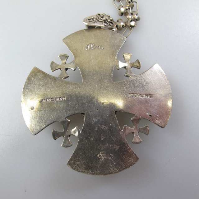 Jerusalem Sterling Silver Cross Pendant And Chain