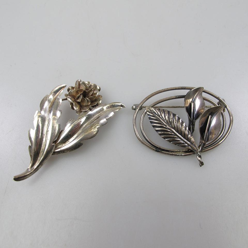 Two Coro Sterling Silver Floral Pins
