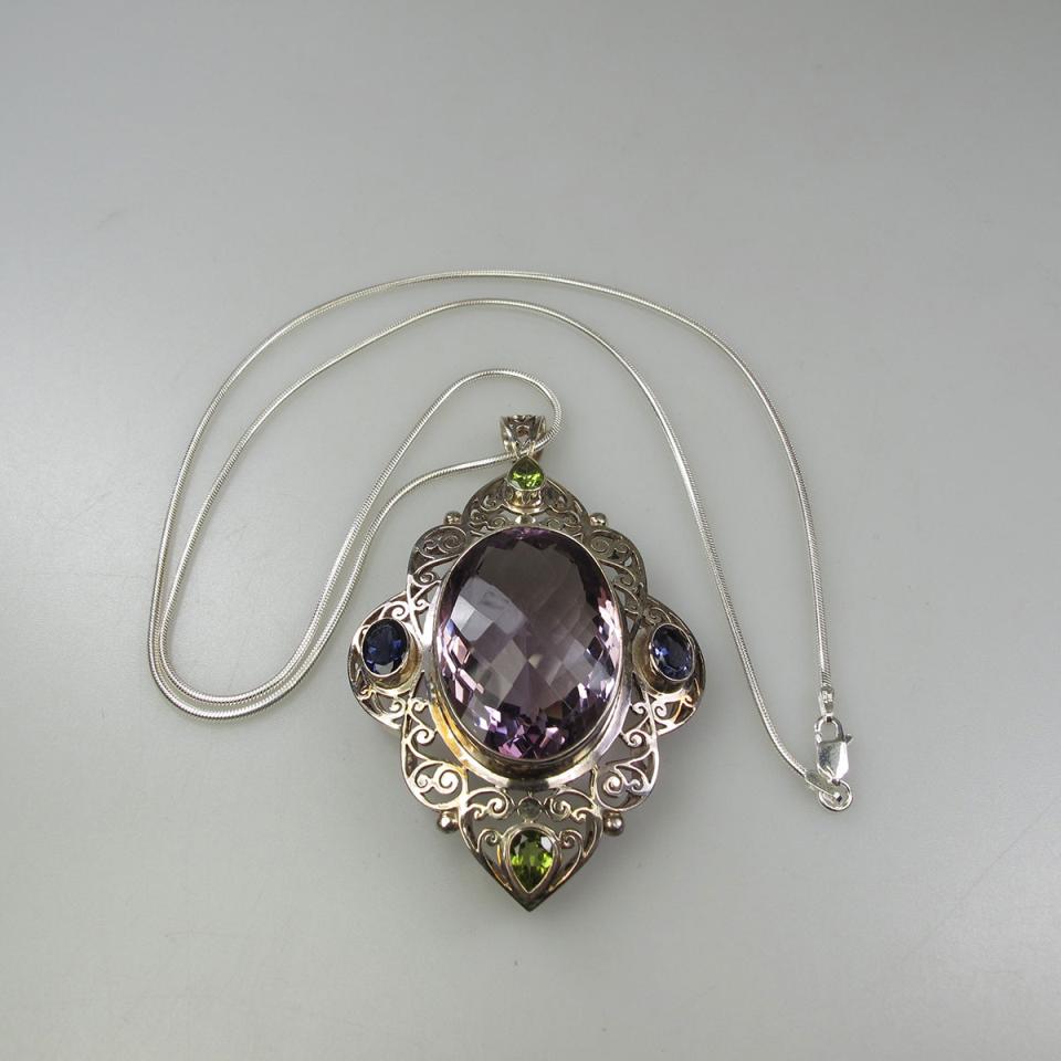 Himalayan Gems Sterling Silver Pendant And Chain   