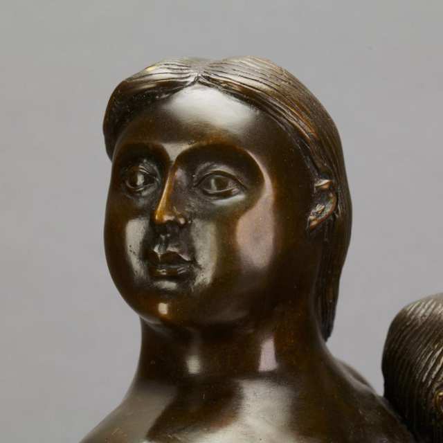 Patinated Bronze Group of a Mother and Child, 20th century