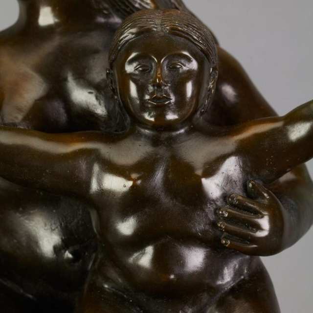 Patinated Bronze Group of a Mother and Child, 20th century
