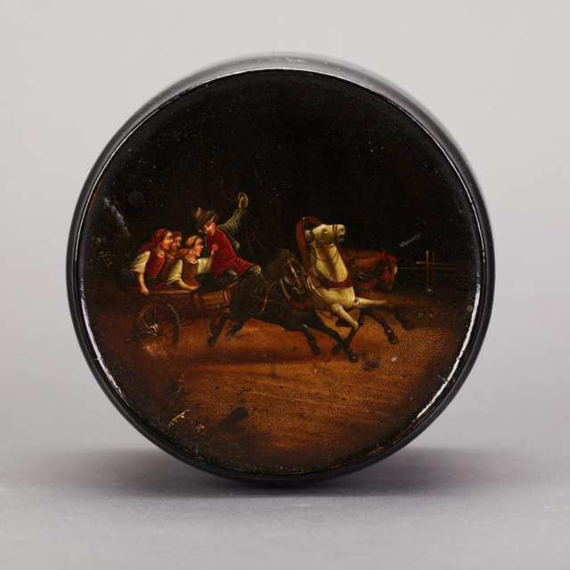 Russian Lacquer Tobacco Canister, early 20th century