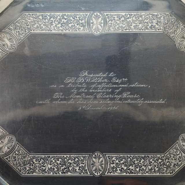 English Silver Two-Handled Serving Tray, Charles S. Green & Co., Birmingham, 1924