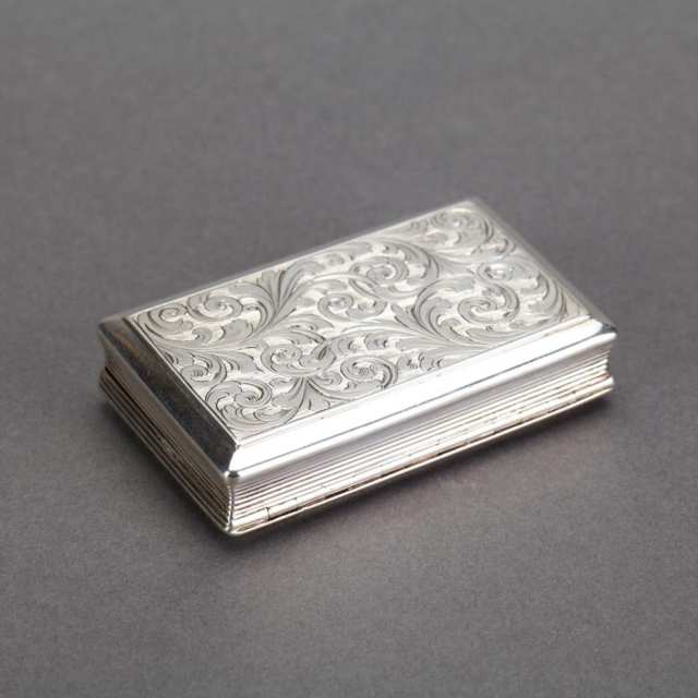 Victorian Silver Rectangular Snuff Box, Nathaniel Mills, Birmingham, 1844