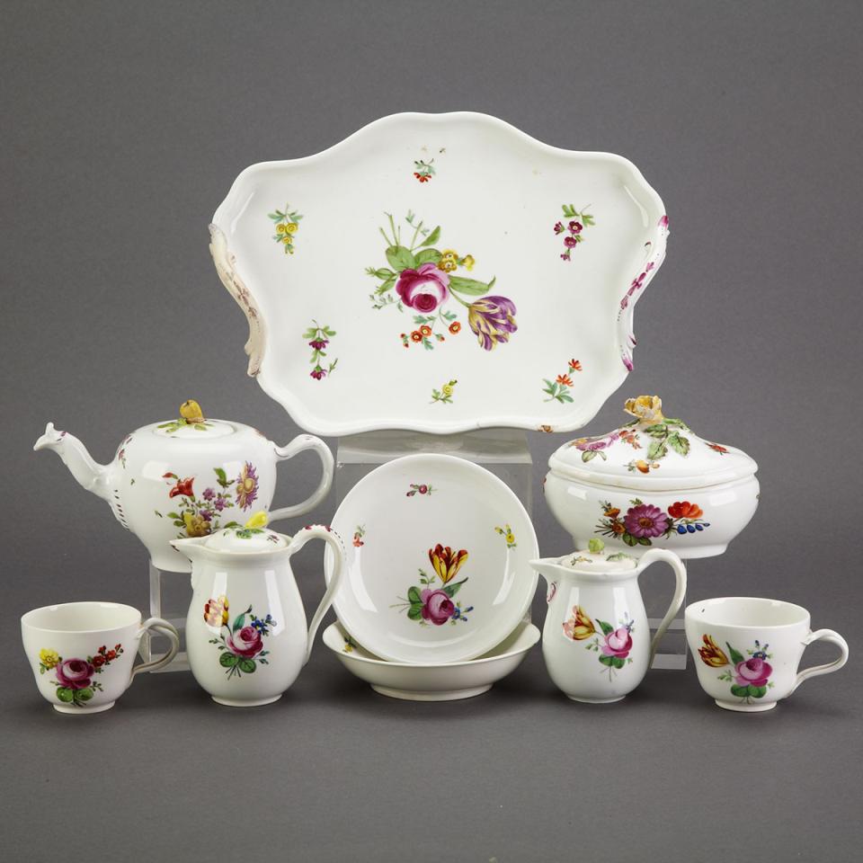 Vienna Polychrome Floral Decorated Tea Service, late 18th/early 19th century