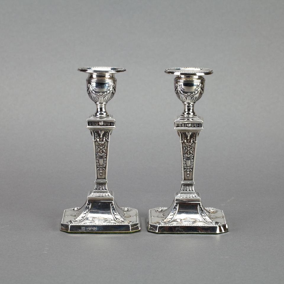 Pair of Late Victorian Silver Candlesticks, James Deakin & Sons, Sheffield, 1900