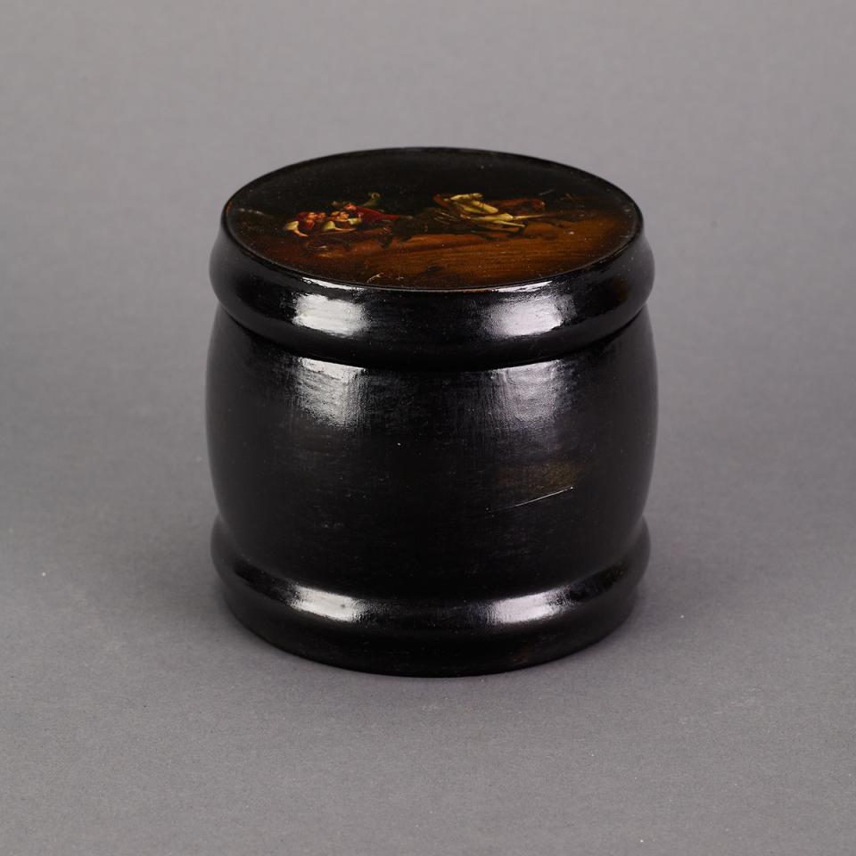 Russian Lacquer Tobacco Canister, early 20th century