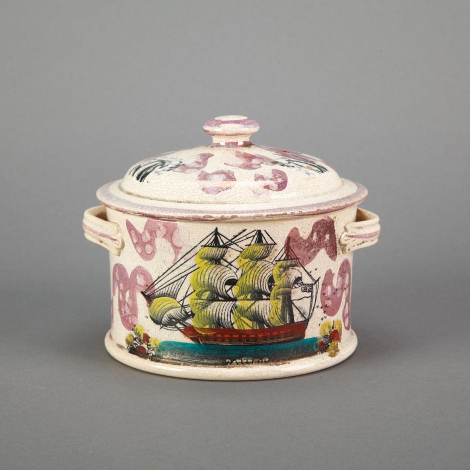 Sunderland Pink Lustre Tobacco Jar, 19th century