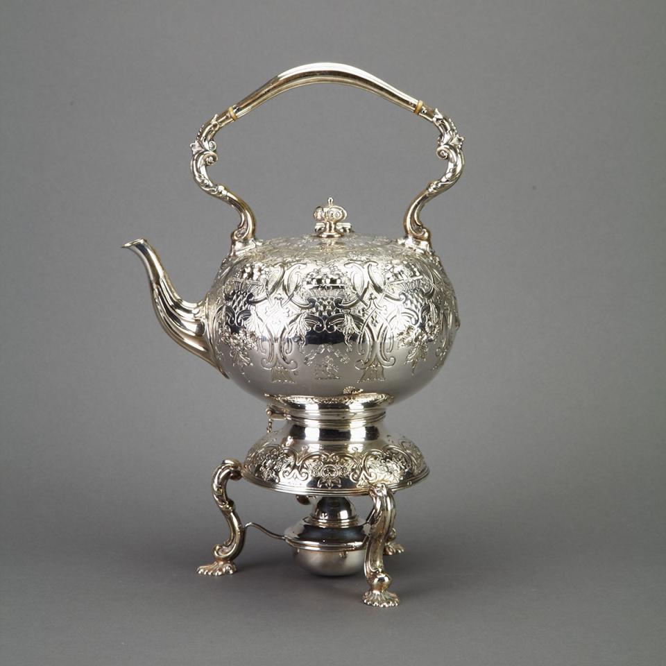 Victorian Silver Plated Kettle on Lampstand, late 19th century