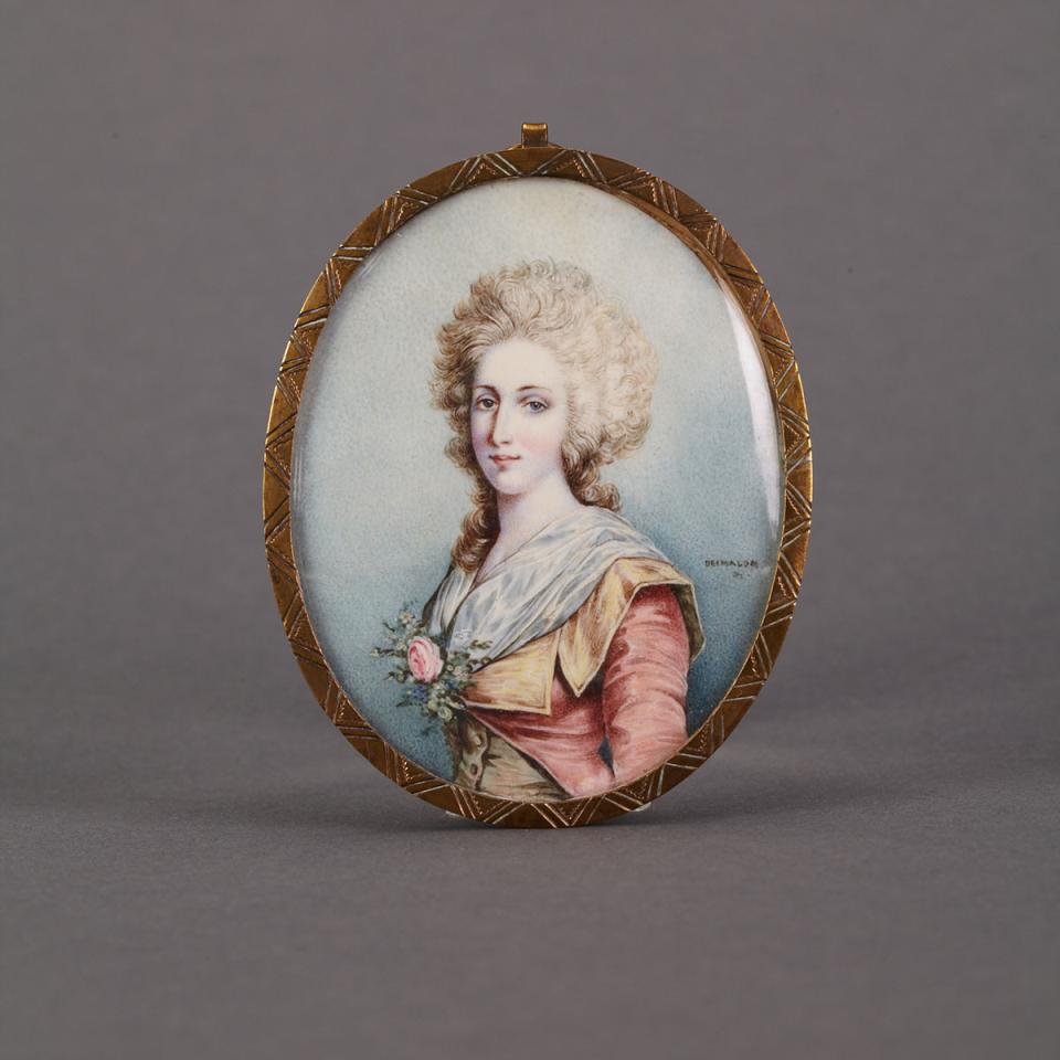 German Portrait Miniature of Elisabeth of France, 19th century