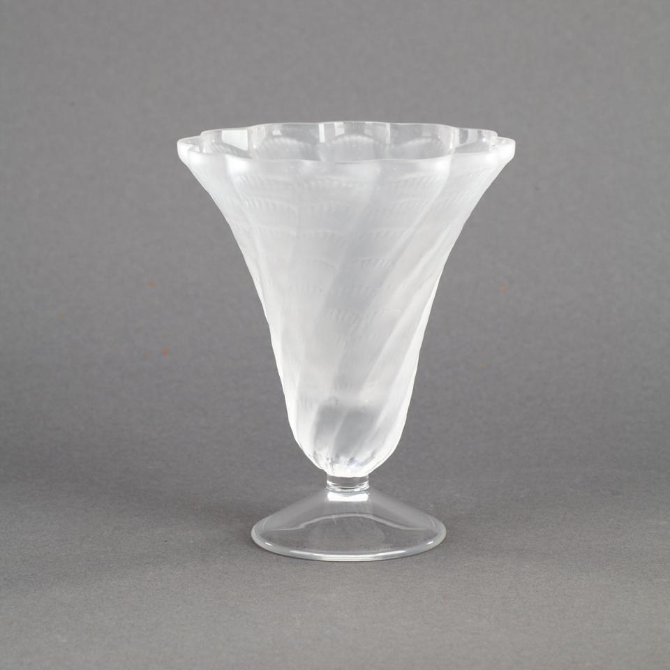 ‘Lucie’, Lalique Moulded and Partly Frosted Glass Vase, 20th century