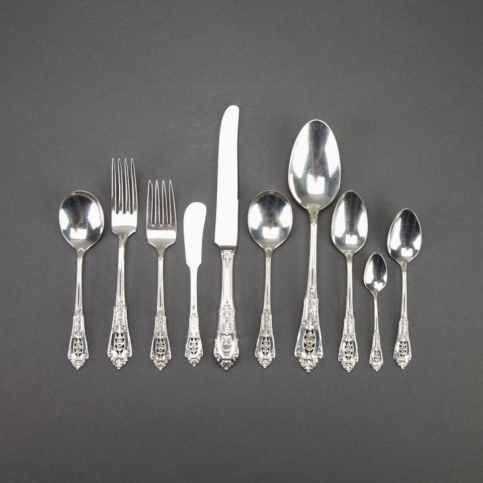 American Silver ‘Rosepoint’ Pattern Flatware Service, Wallace Silversmiths, Wallingford, Ct., 20th century