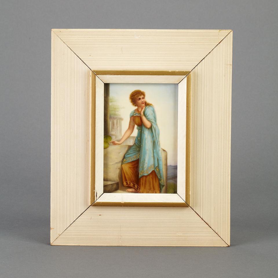 Dresden Rectangular Plaque of a Young Maiden, Hermann Sontag, early 20th century