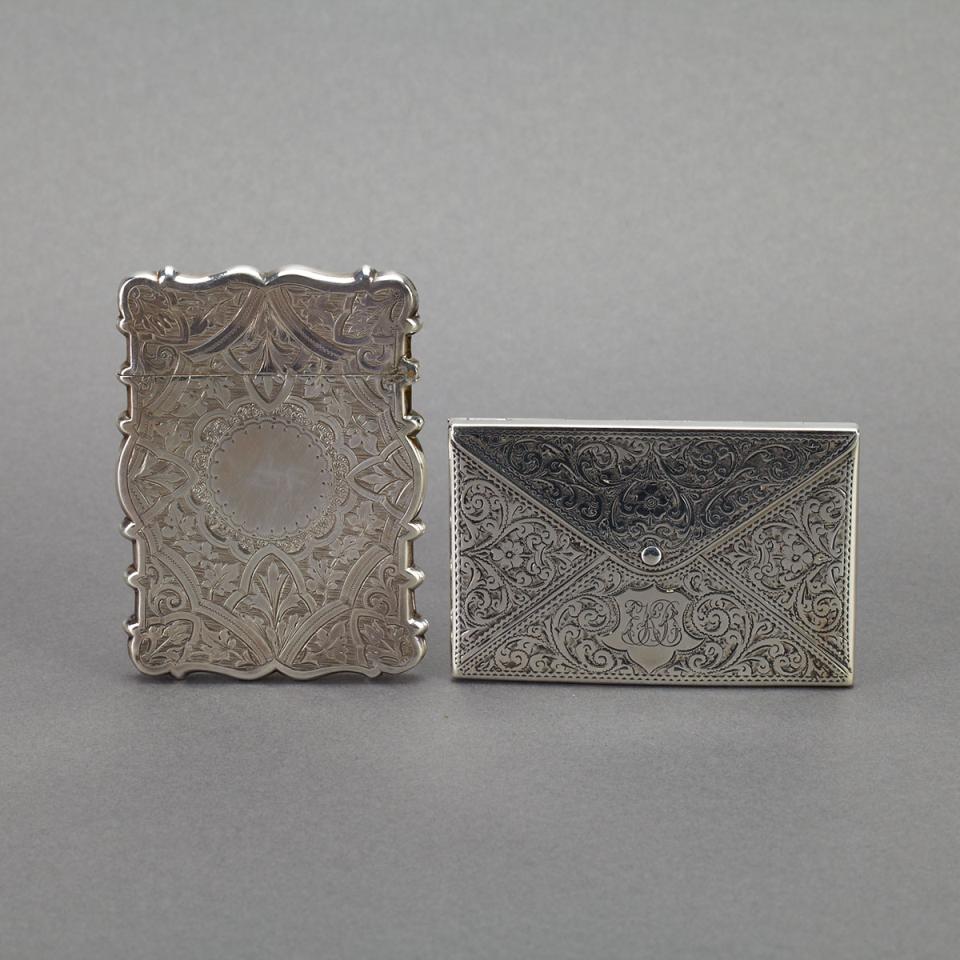 Two Victorian/Edwardian Silver Card Cases, George Unite and Mappin Bros, Birmingham, 1876/1903