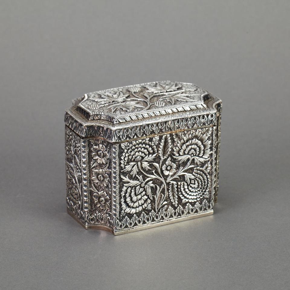 Indian Silver Tea Caddy, late 19th century