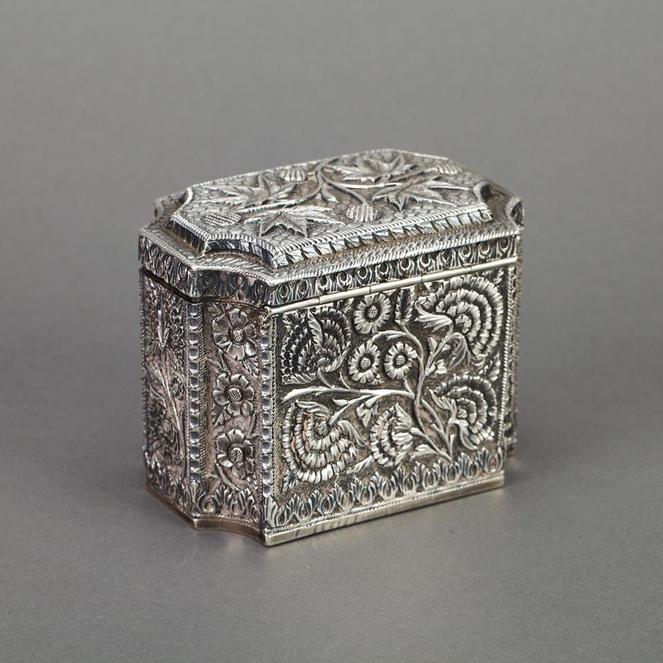 Indian Silver Tea Caddy, late 19th century