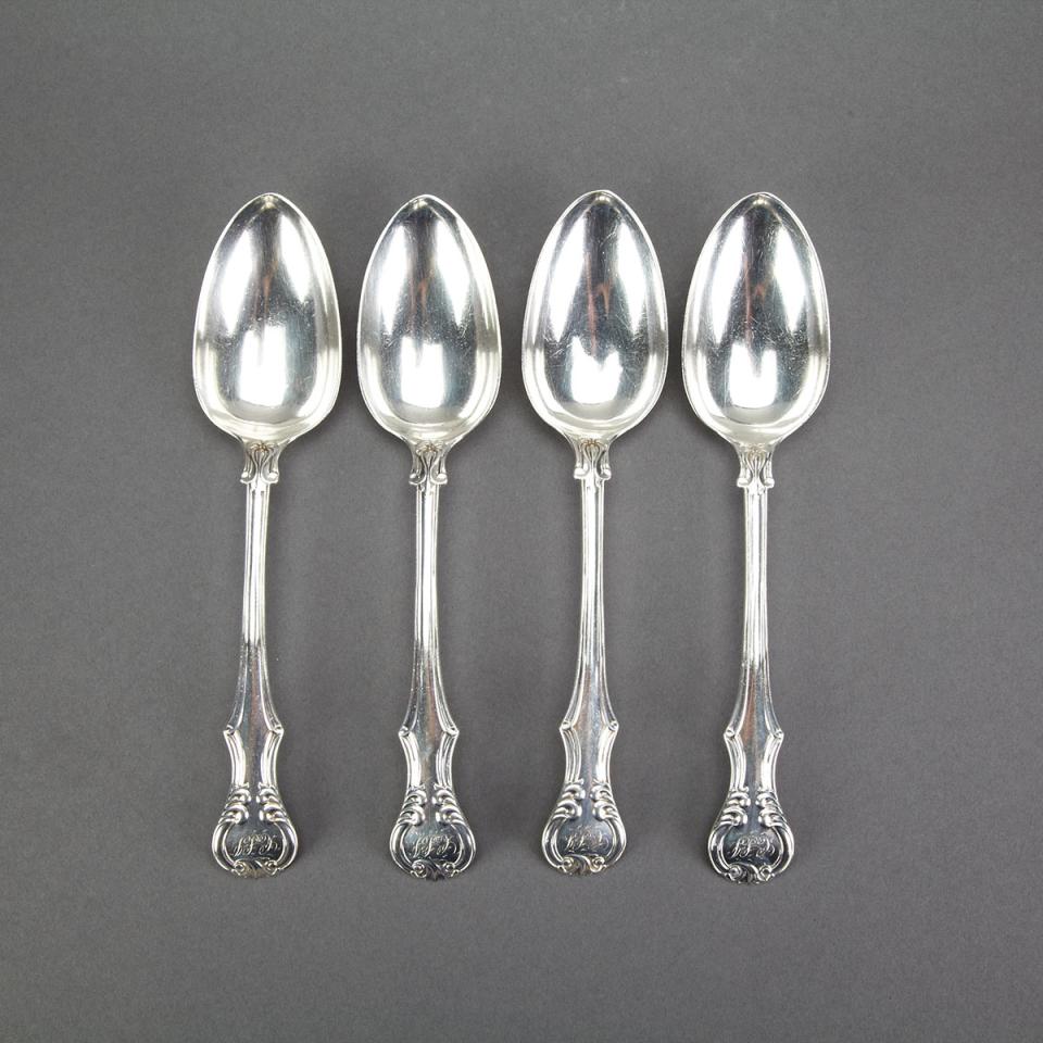 Four Victorian Silver Princes Pattern Table Spoons, Josiah Williams & Co, Exeter, 1856