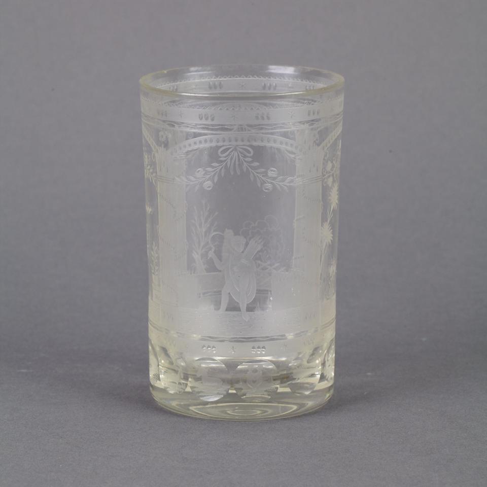 Bohemian Engraved Glass Beaker, 19th century