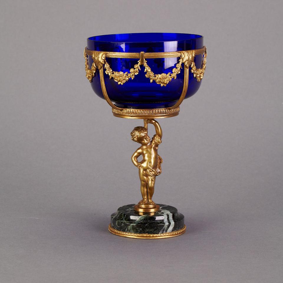 French Gilt Metal and Marble Mounted Goblet, mid 20th century