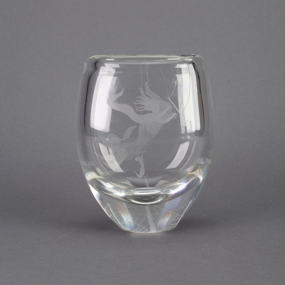 Åfors Engraved Glass ‘Trapeze’ Vase, Ernest Gordon, 1950s