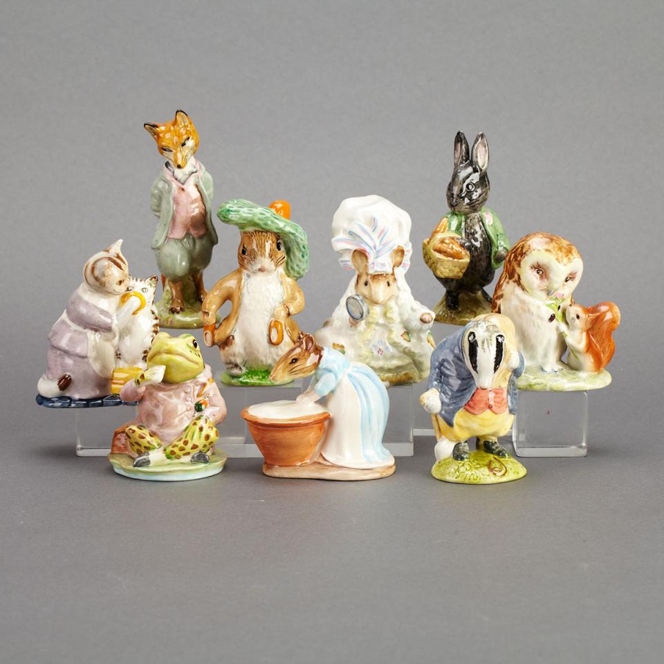 Nine Beswick Beatrix Potter Character Figures, 20th century