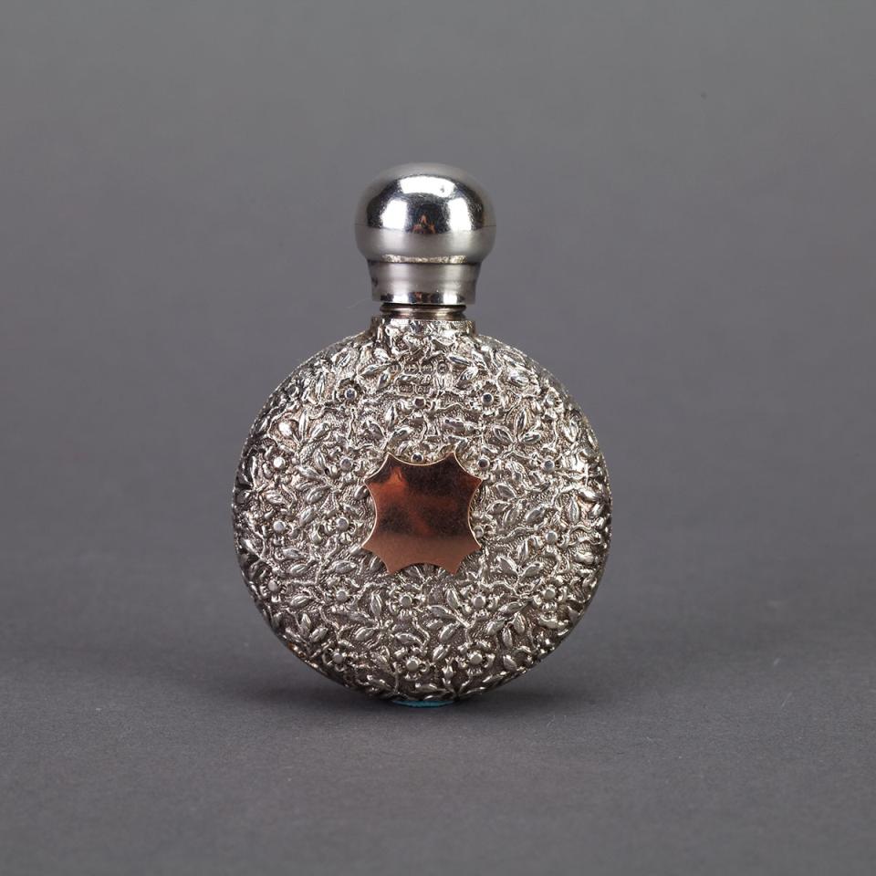 Victorian Silver Perfume Flask, Cornelius Saunders & Frank Shepherd, Birmingham, 1887