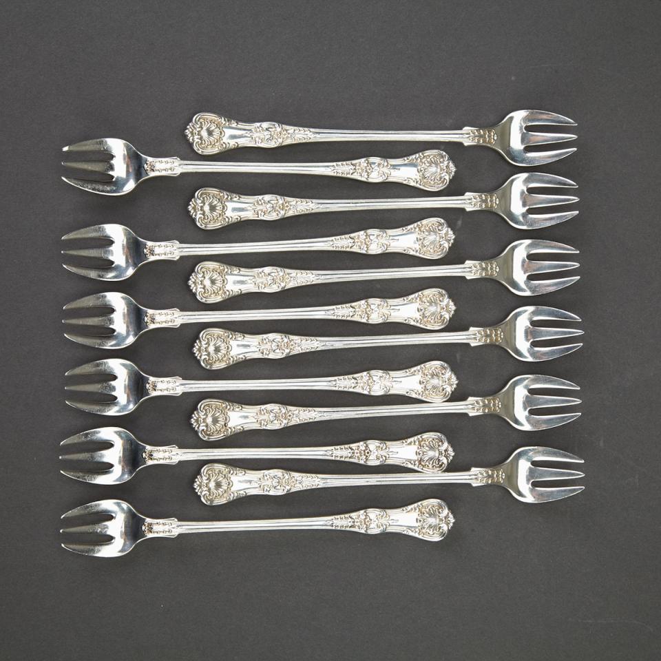 Twelve American Silver ‘English King’ Pattern Seafood Forks, Tiffany & Co., New York, N.Y., c.1900