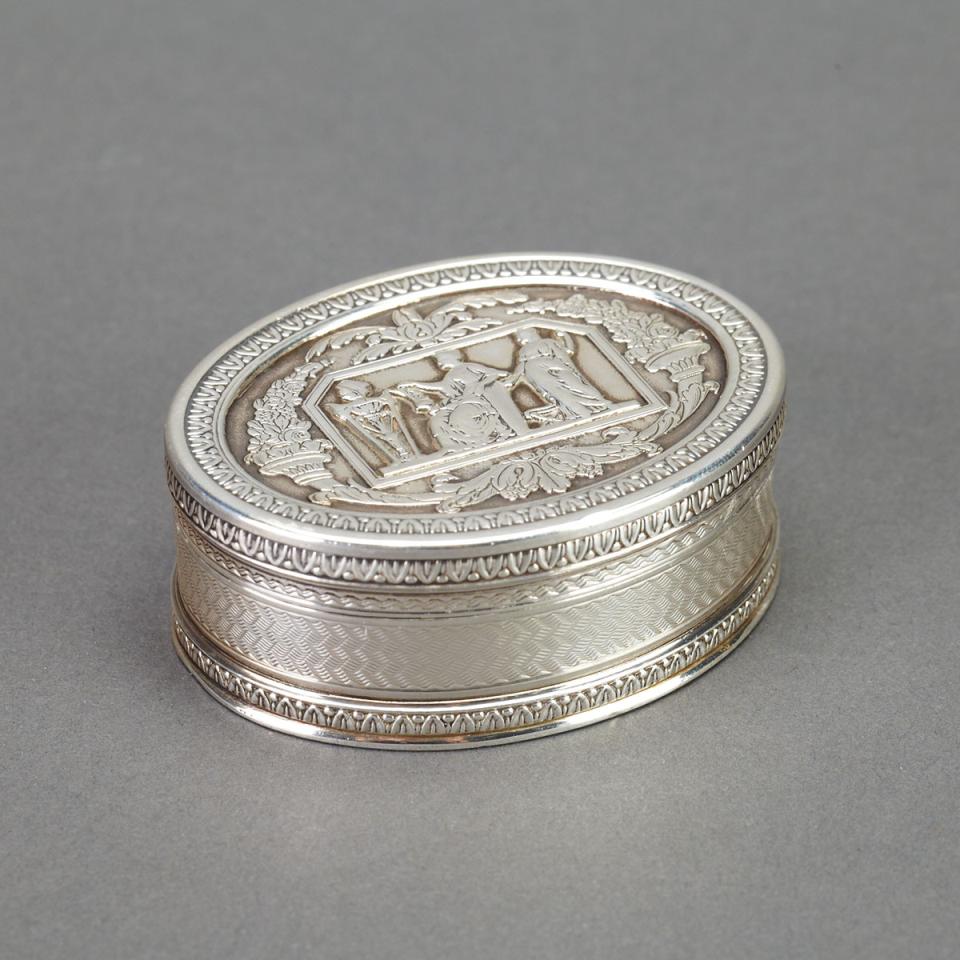 French Silver Oval Box, c.1900