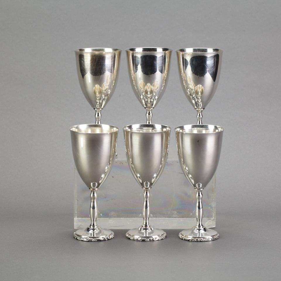 Six Mexican Silver Goblets, Torres Vega, Mexico City, 20th century