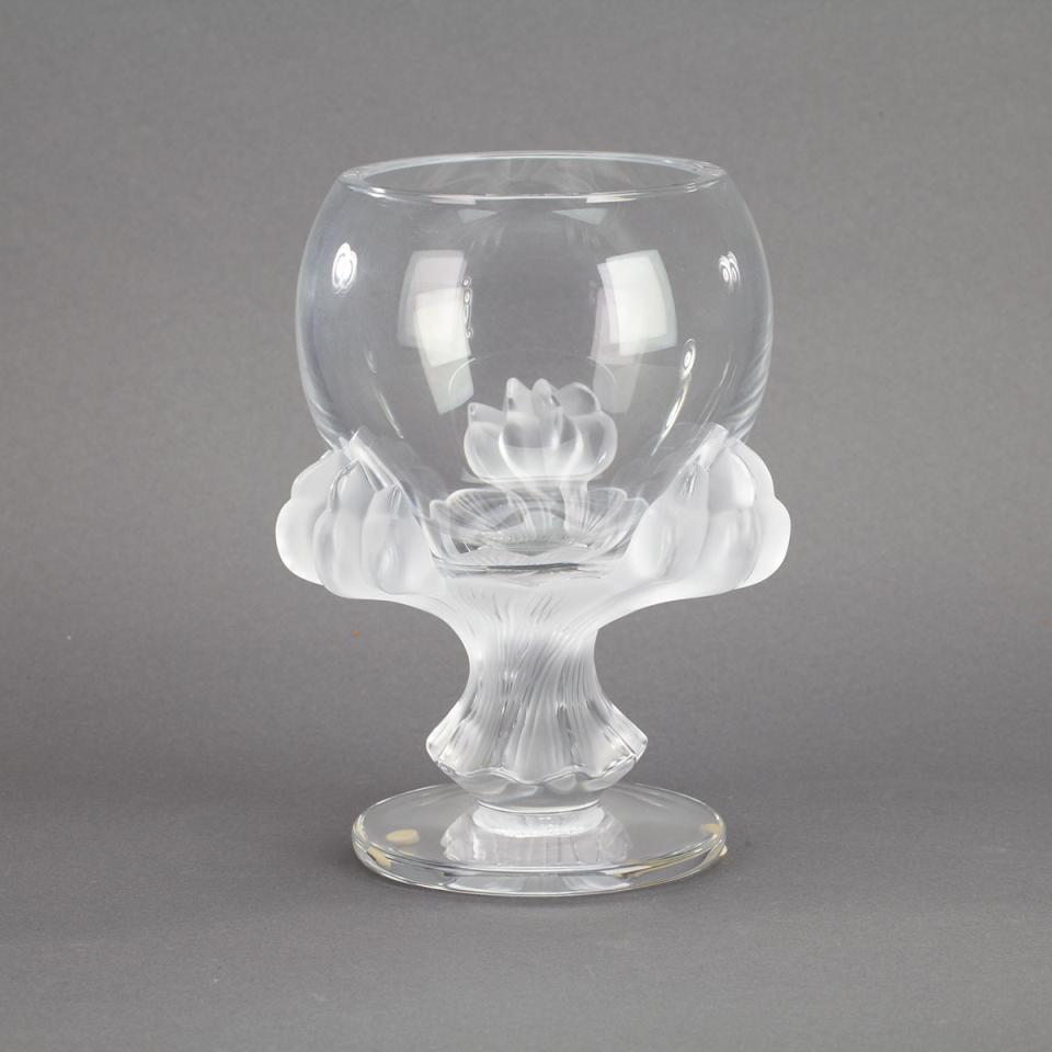 ‘Bagheera’, Lalique Moulded and Partly Frosted Glass Vase, 20th century