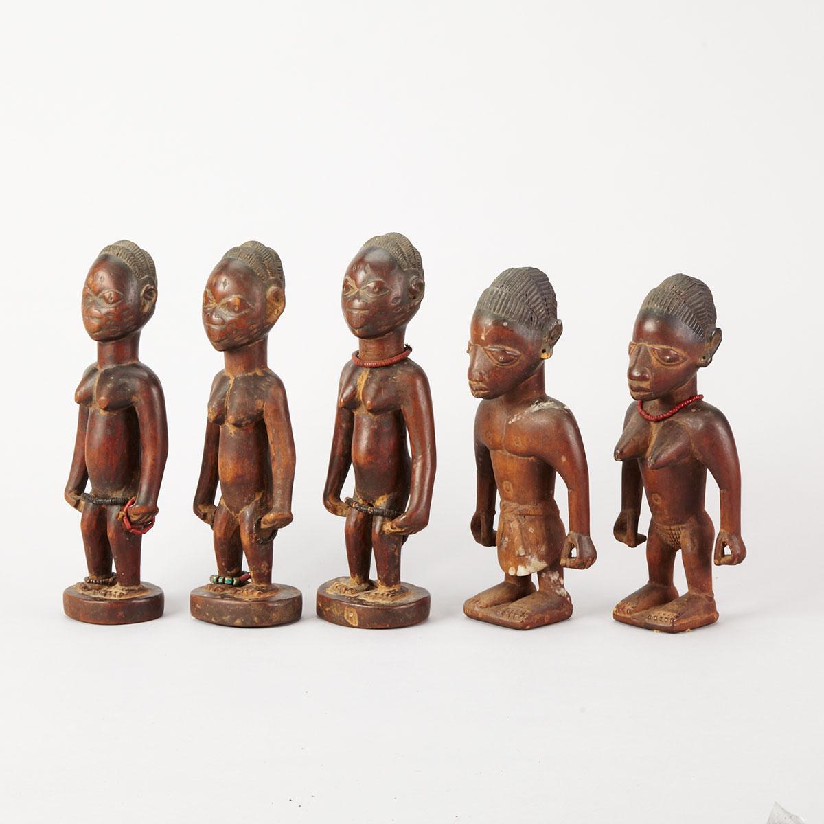 Group of Four Medium-Sized Yourba Figures, Nigeria