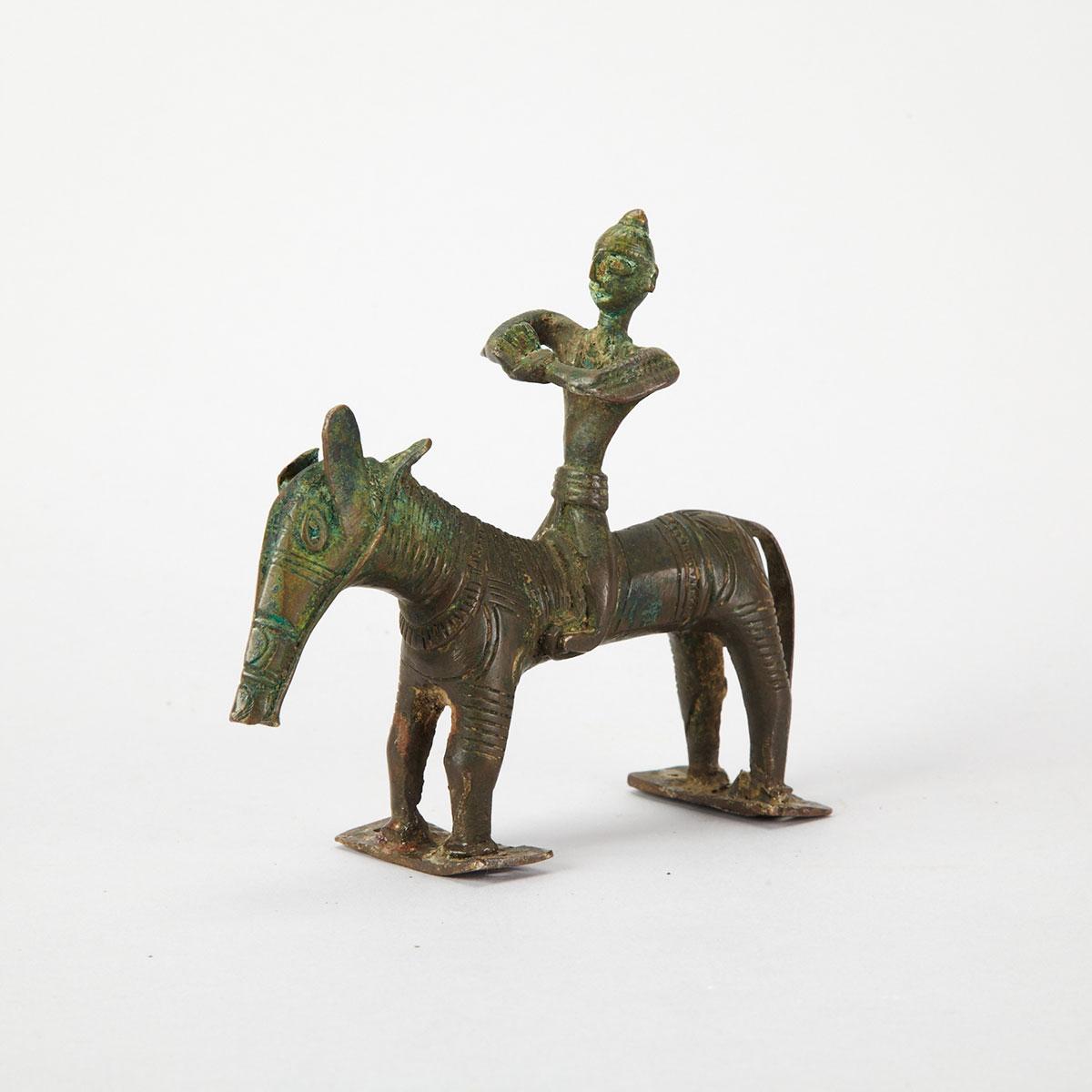 Dogon Bronze Model of a Horse and Rider, Mali, 18th century