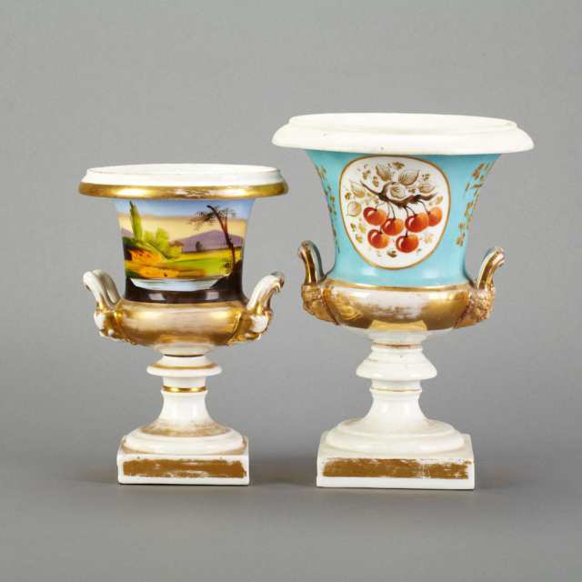 Two Paris Porcelain Urn-Form Vases, mid-19th century