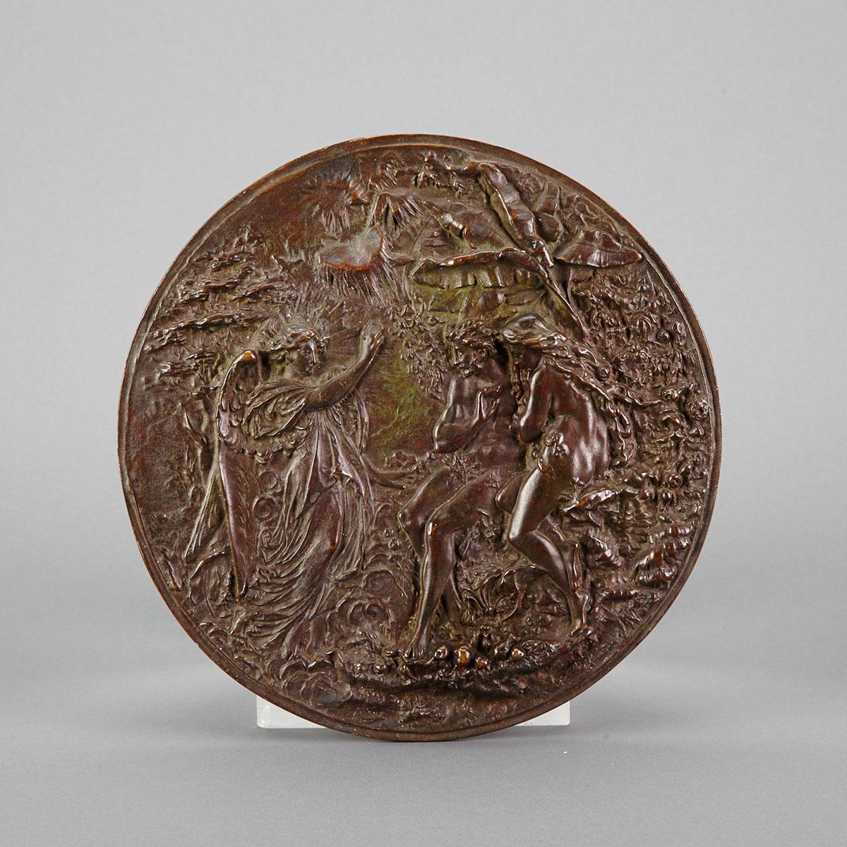 French Patinated Bronze Relief Roundel, 19th century