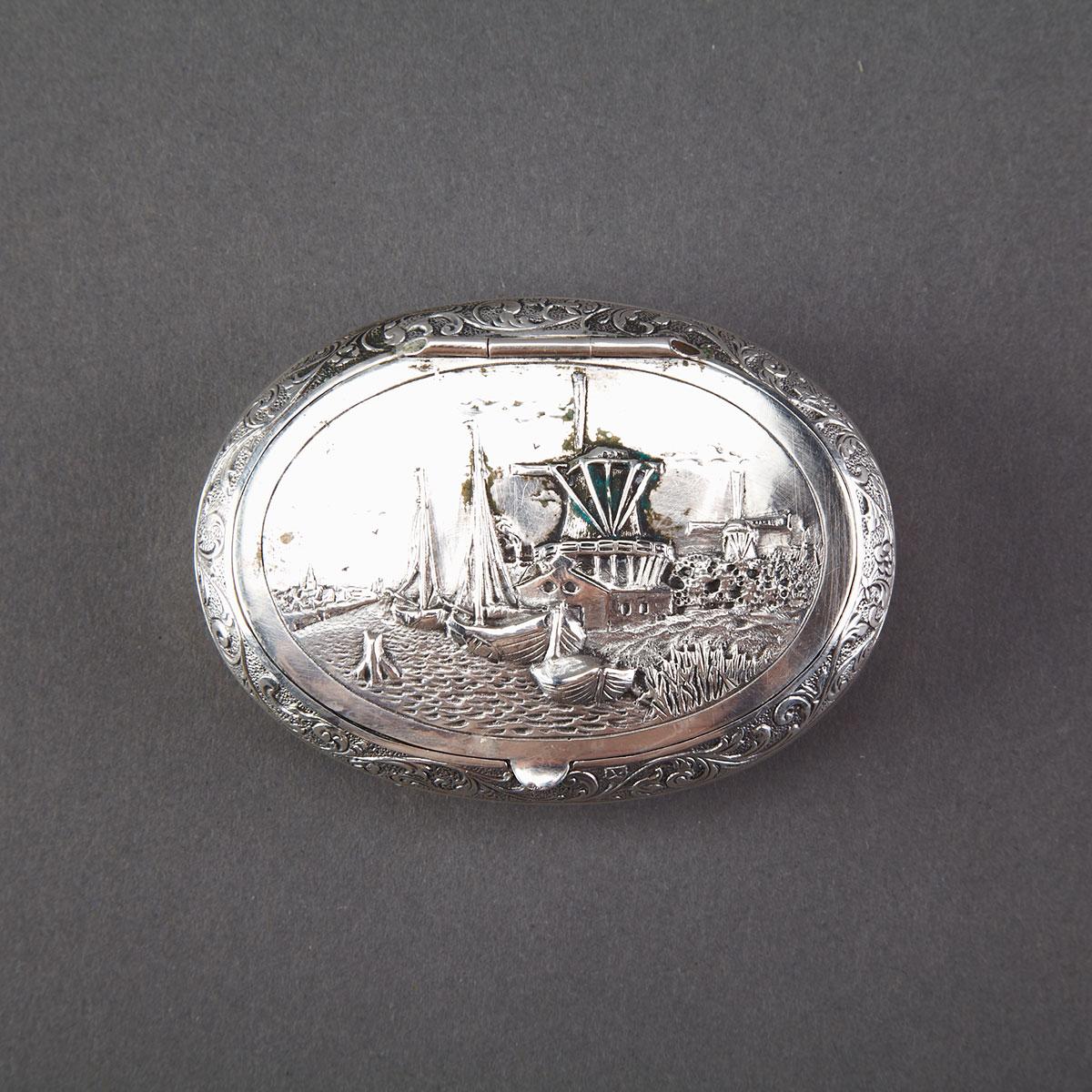 Dutch Silver Oval Snuff Box, c.1900