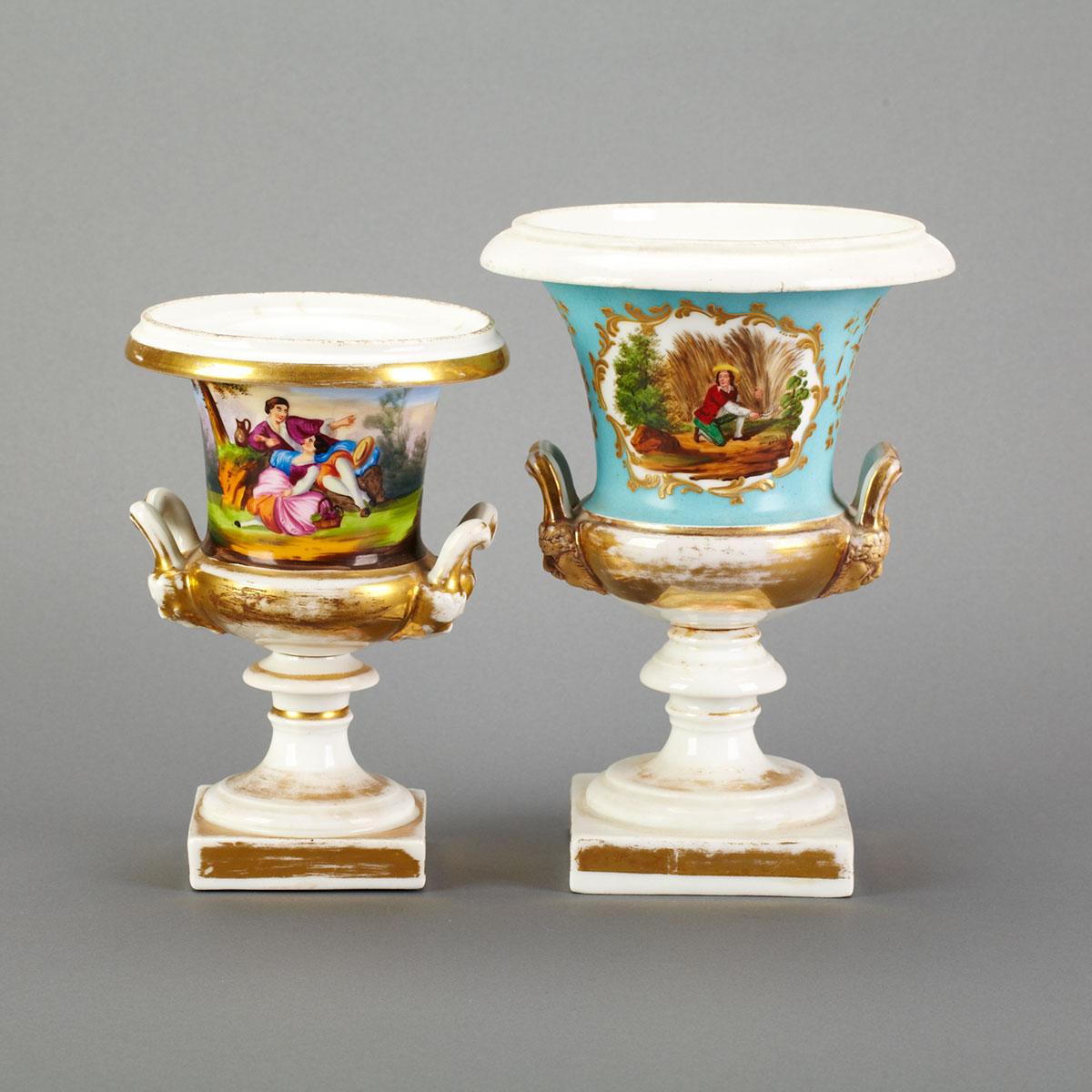 Two Paris Porcelain Urn-Form Vases, mid-19th century