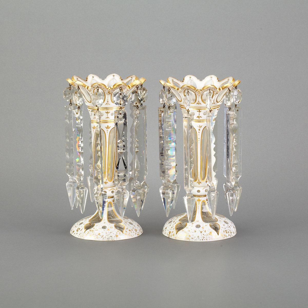 Pair of Bohemian Overlaid and Cut Glass Lustres, late 19th century