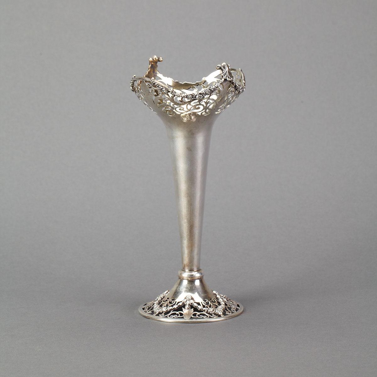 English Silver Pierced Vase, Mappin & Webb, London, 1912
