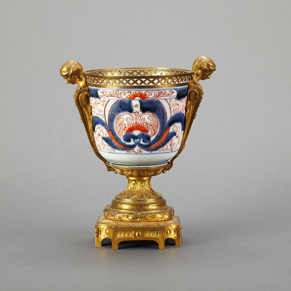 French Ormolu Mounted Chinese Imari Porcelain Urn, late 18th/19th century