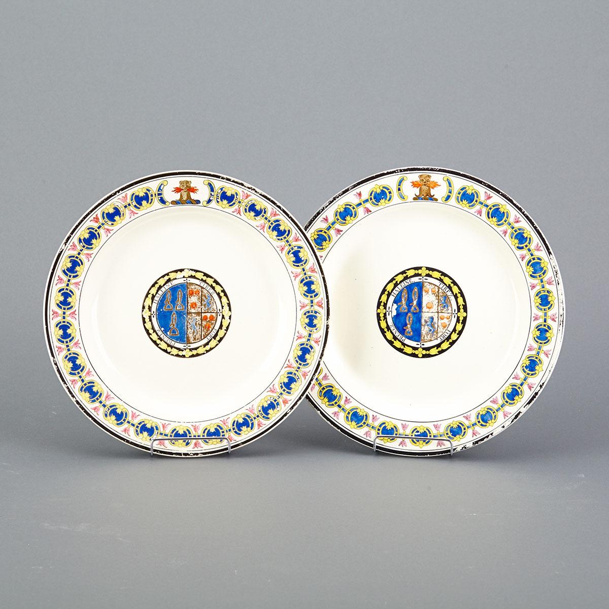 Pair of Turner Creamware Armorial Plates, c.1788