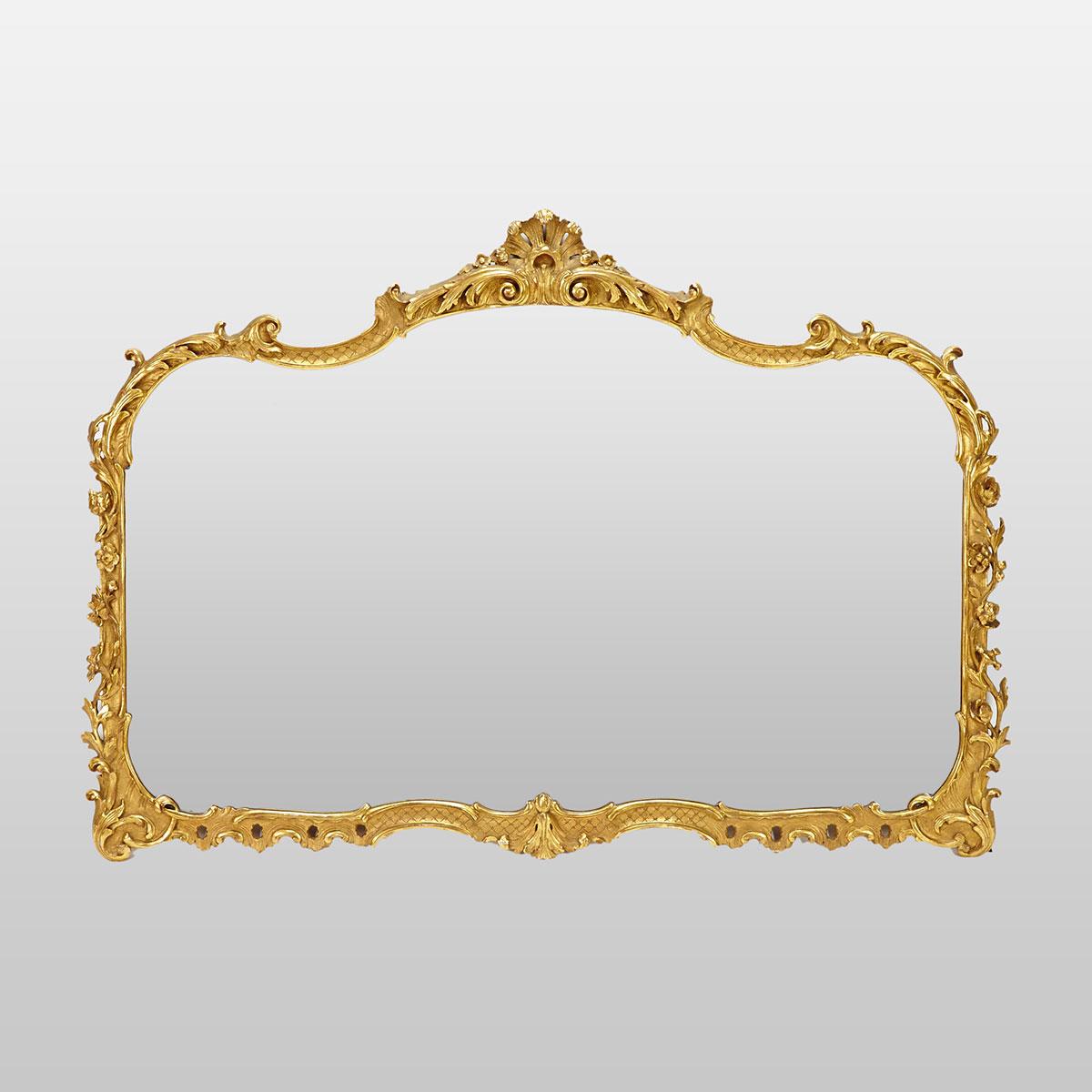 Rococo Style Giltwood Overmantle Mirror, 19th century