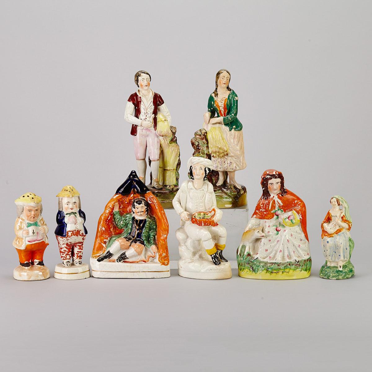 Eight Various Staffordshire Figures, 19th century