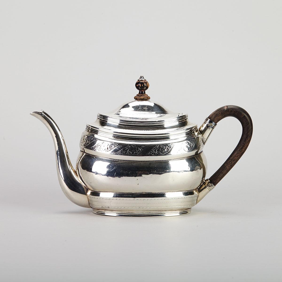 George III Silver Oval Teapot, Robert & David Hennell, London, 1800
