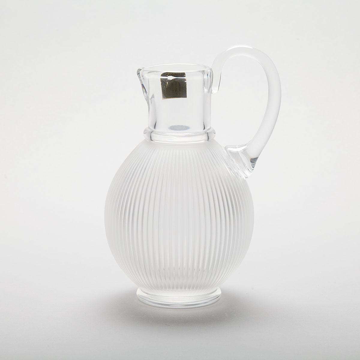 ‘Langeais’, Lalique Moulded and Partly Frosted Glass Water Jug, post-1945
