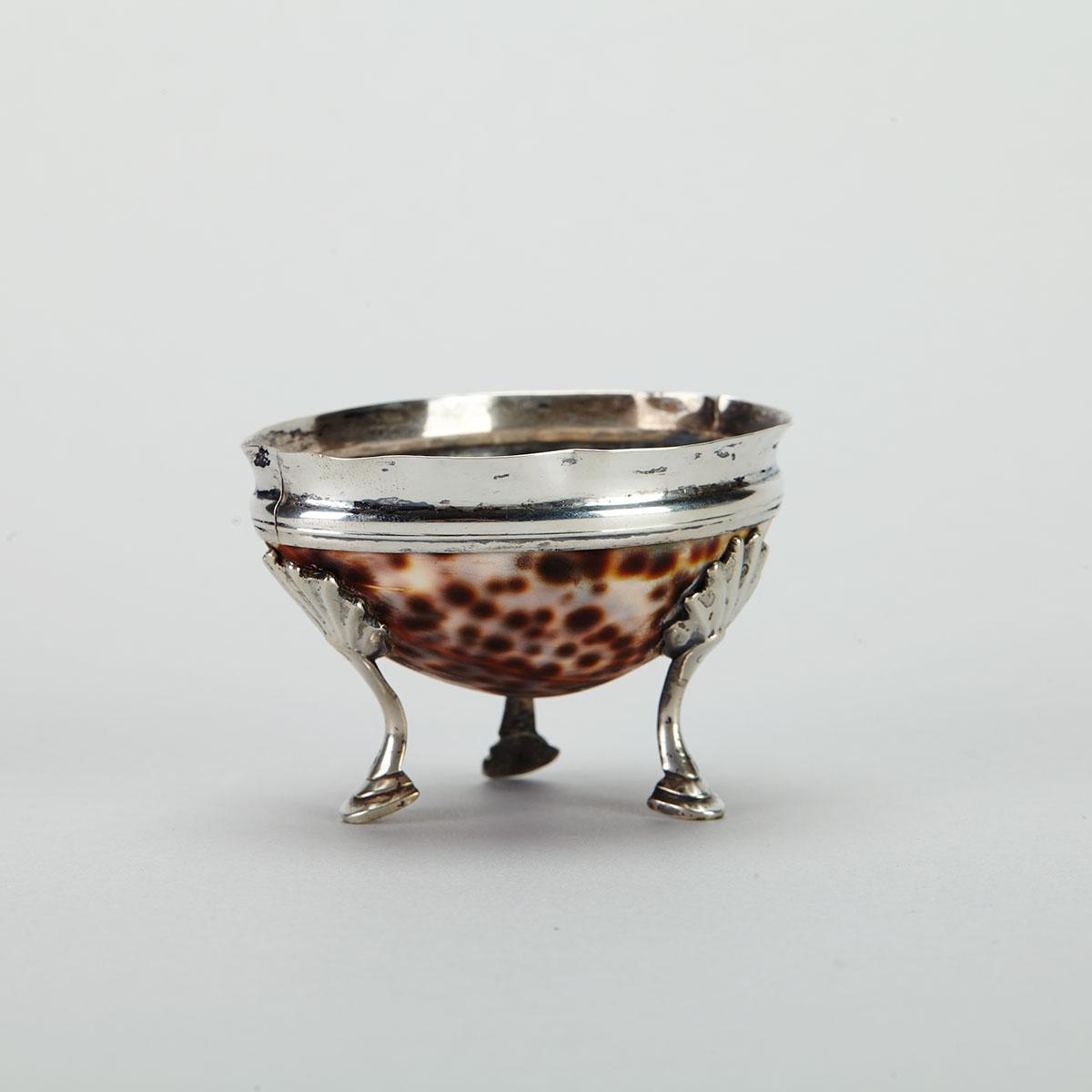 George III Silver Mounted Cowrie Shell Salt Cellar, late 18th century