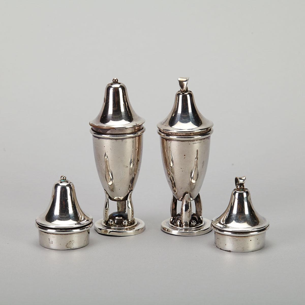 Two Pairs of Canadian Silver Salt and Pepper Casters, Carl Poul Petersen, Montreal, Que., mid-20th century