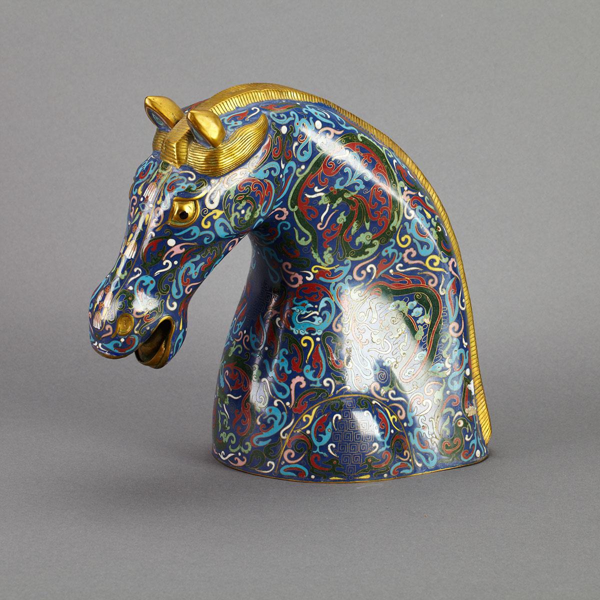 Chinese Parcel Gilt and Cloisonné Enamel Head of a Horse, 20th Century