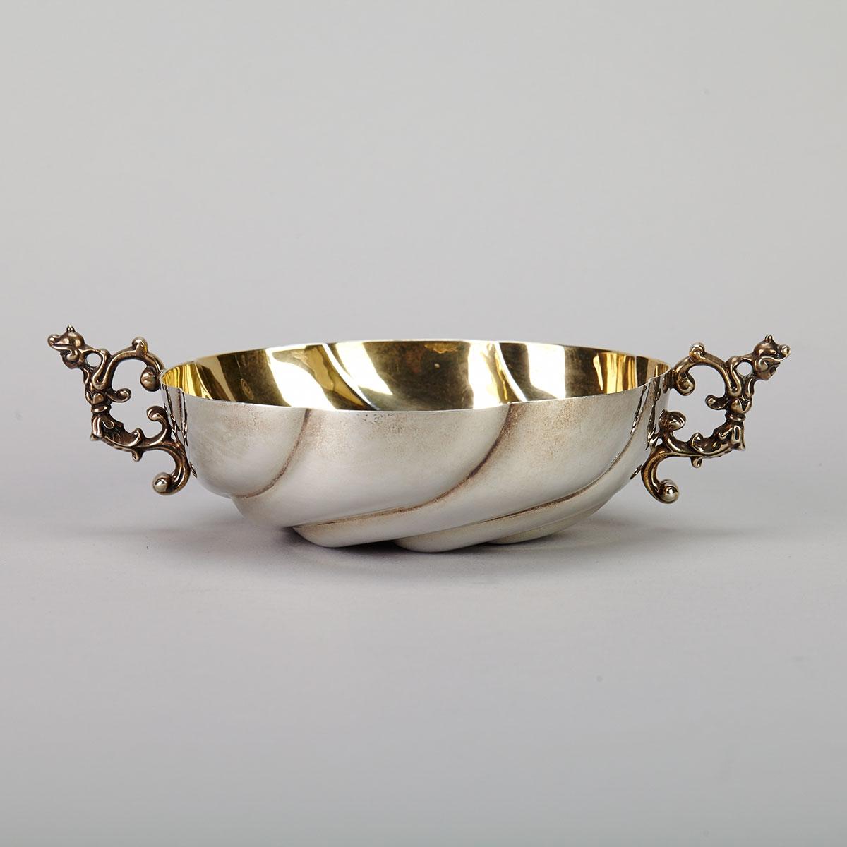 Mexican Silver Two-Handled Bowl, Tane Orfevres, Mexico City, mid-20th century