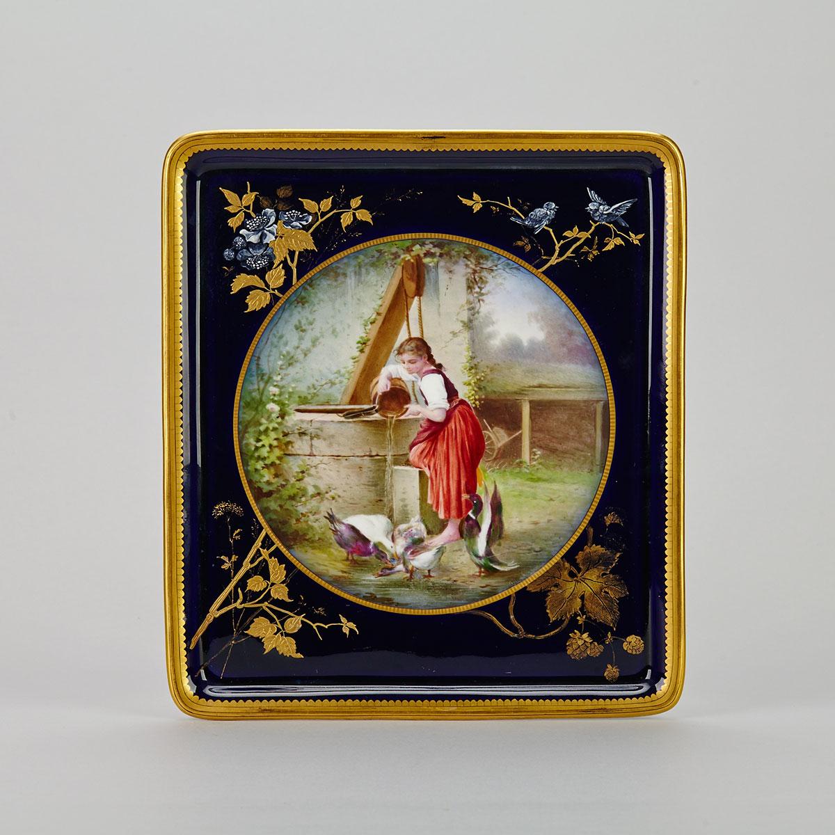 French Porcelain Rectangular Tray, late 19th century